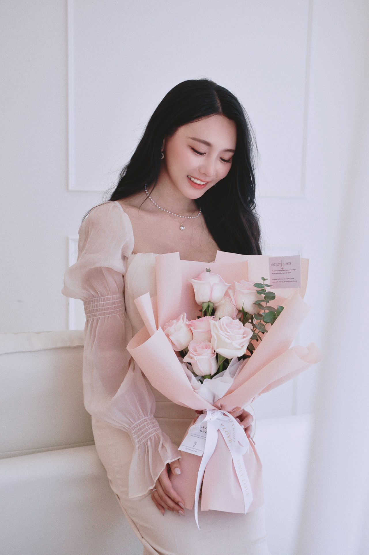 ｜鮮花｜溫柔系粉色玫瑰花束