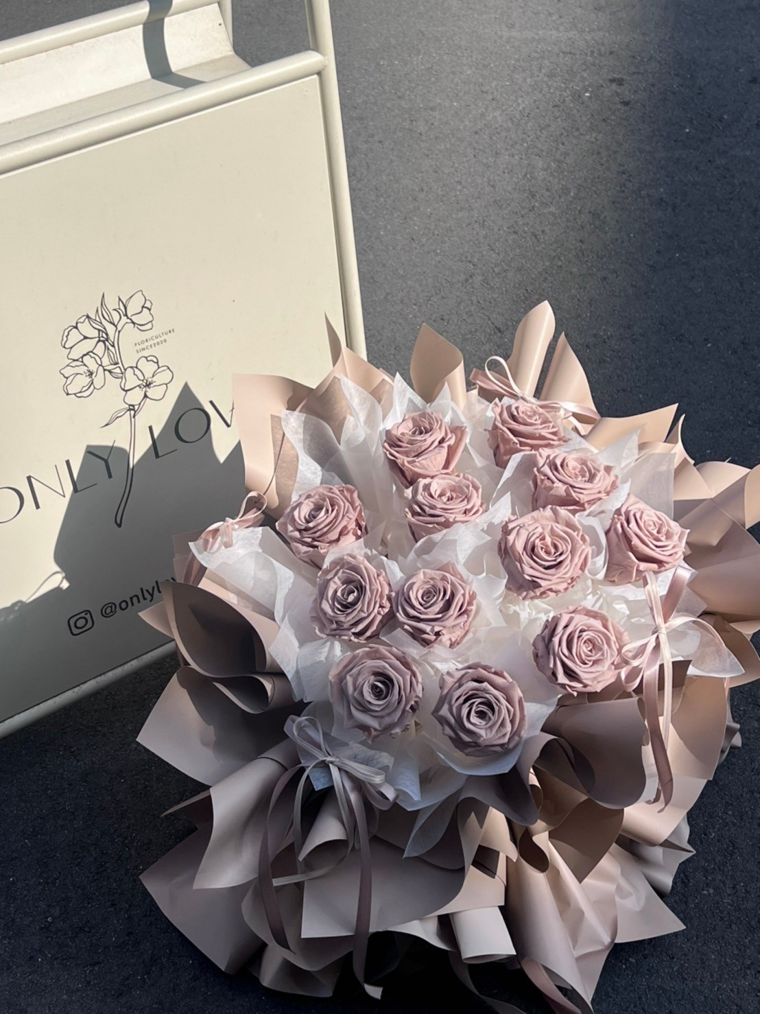 |永生花  | 奶茶色公主永生花束