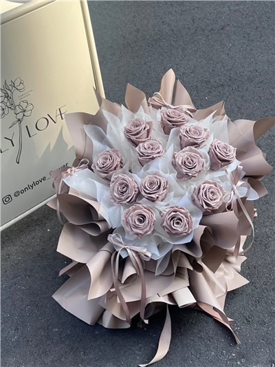  |永生花  | 奶茶色公主永生花束